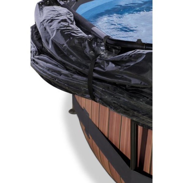 EXIT Wood pool ø300x76cm med poolskærm og filterpumpe - brun - Image 4