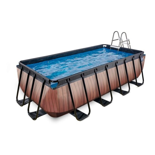 EXIT Stone pool 400x200x100cm med filterpumpe - brun