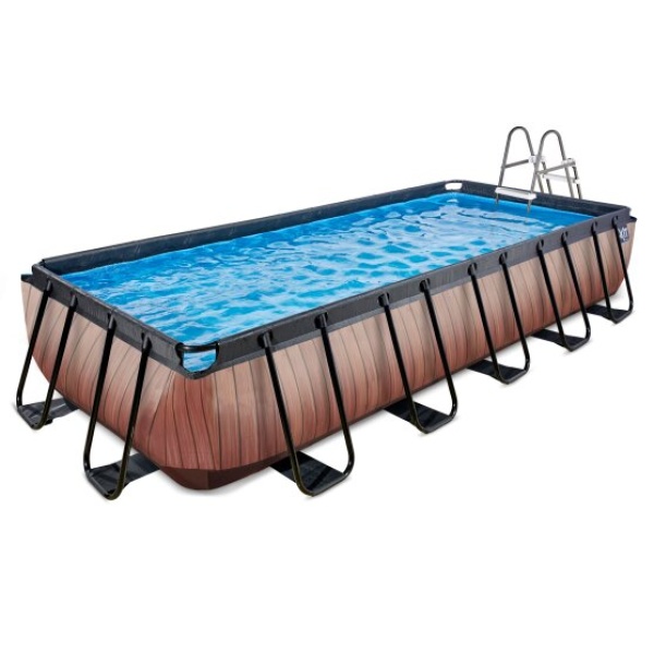 EXIT Stone pool 540x250x100cm med filterpumpe - brun