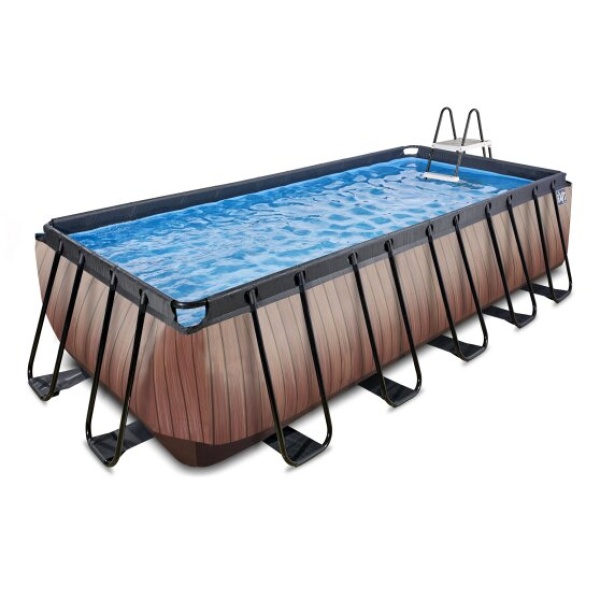 EXIT Stone pool 540x250x122cm med filterpumpe - brun