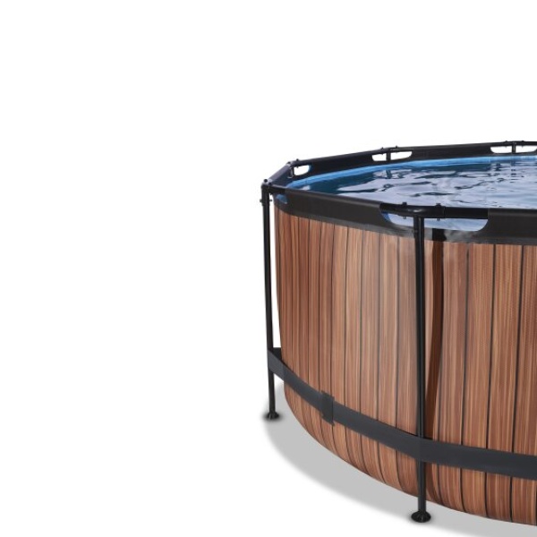EXIT Wood pool ø360x122cm med poolskærm og sandfilterpumpe - brun - Image 8