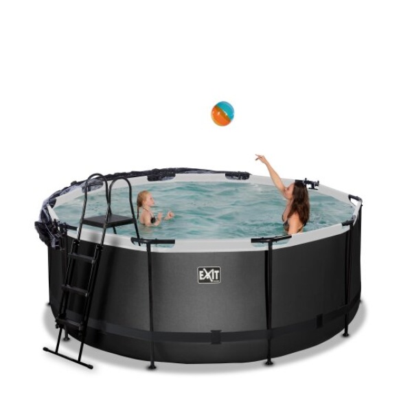 EXIT Black Leather pool ø360x122cm med poolskærm og sandfilterpumpe - sort - Image 7