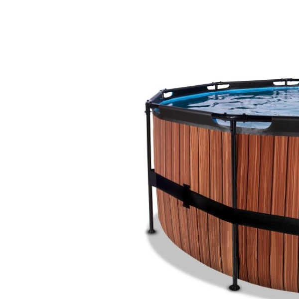EXIT Wood pool ø427x122cm med poolskærm og sandfilterpumpe - brun - Image 4