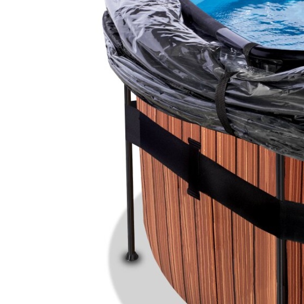 EXIT Wood pool ø427x122cm med poolskærm og sandfilterpumpe - brun - Image 6