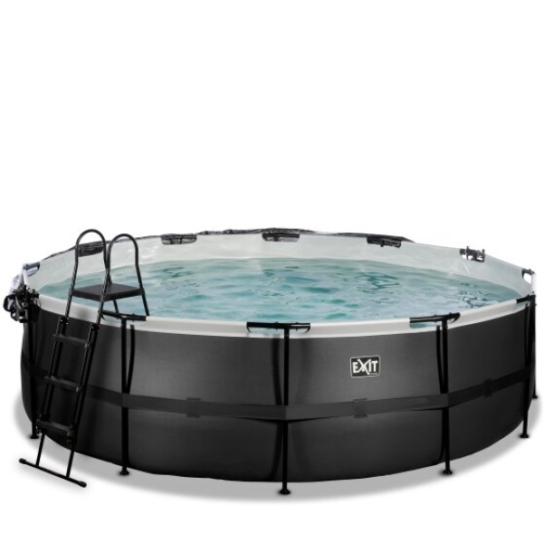 EXIT Black Leather pool ø488x122cm med poolskærm og sandfilterpumpe - sort - Image 3