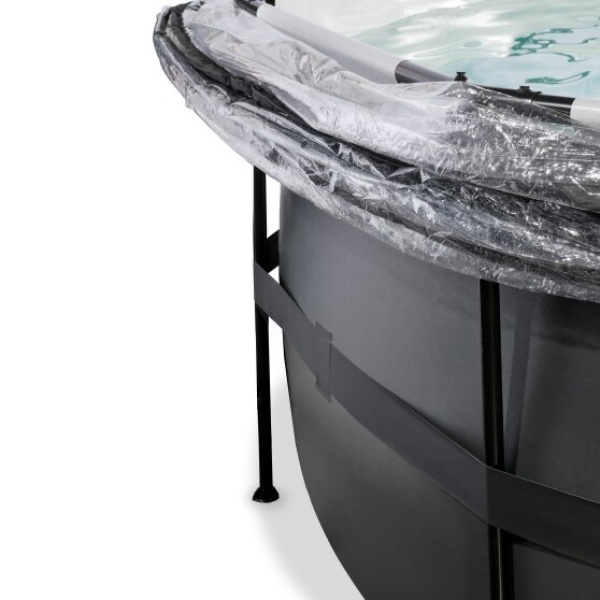 EXIT Black Leather pool ø488x122cm med poolskærm og sandfilterpumpe - sort - Image 5