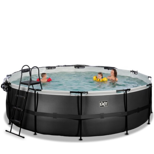 EXIT Black Leather pool ø488x122cm med poolskærm og sandfilterpumpe - sort - Image 7