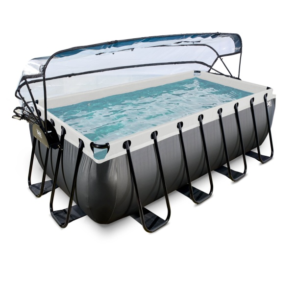 EXIT Black Leather pool 400x200x122cm med sand filter pumpe og dome - black - Image 3