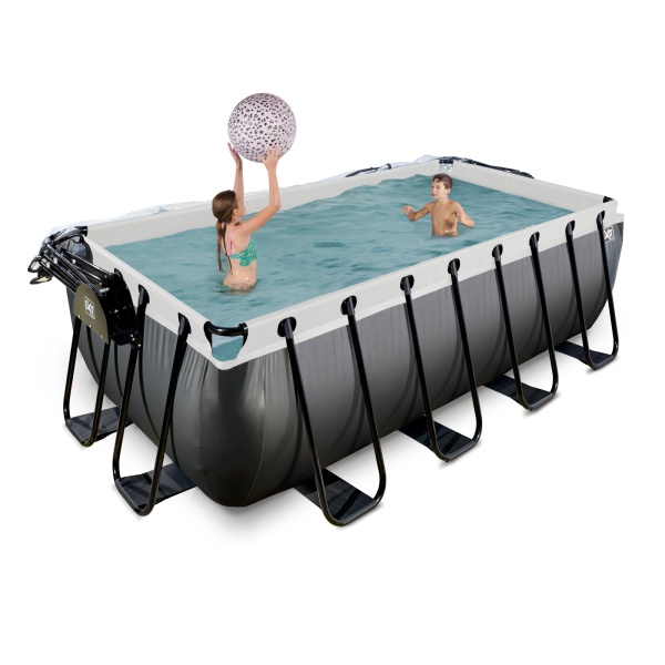 EXIT Black Leather pool 400x200x122cm med sand filter pumpe og dome - black - Image 8