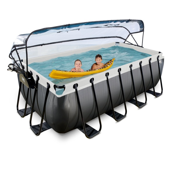 EXIT Black Leather pool 400x200x122cm med sand filter pumpe og dome - black - Image 9