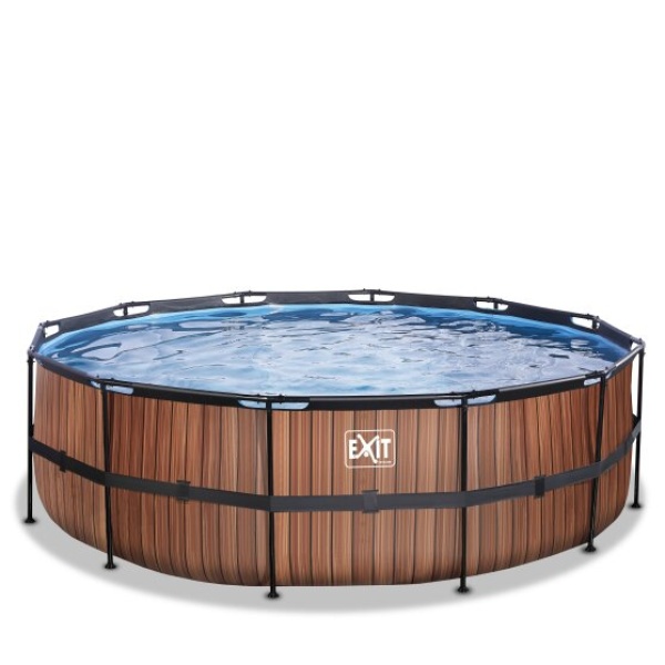 EXIT Stone pool ø450x122cm med filterpumpe - brun