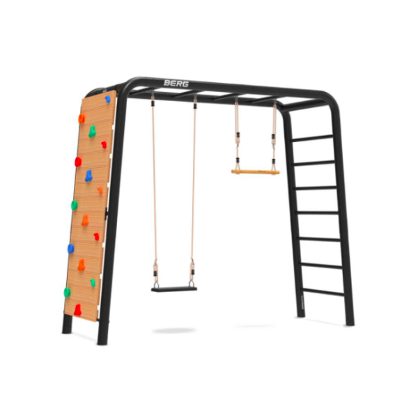 BERG PlayBase Medium TL med Gummi gynge, Trapez og Klatrevæg